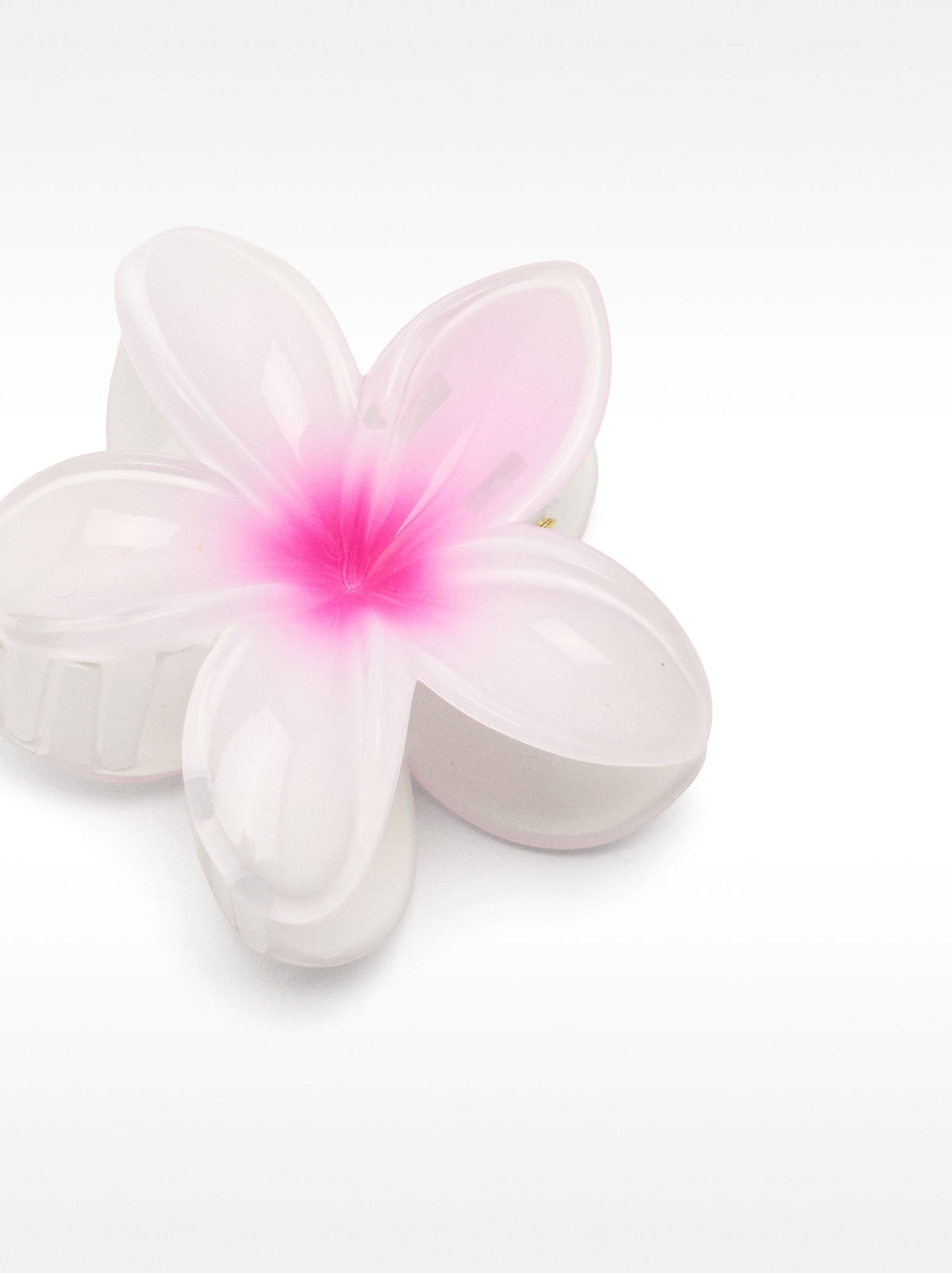 White Pink Flower Clip