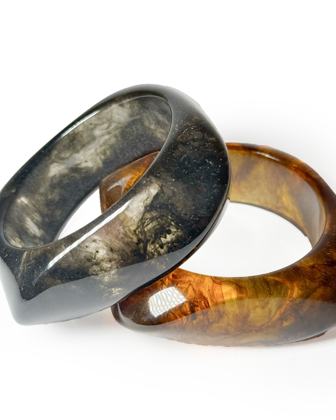 Translucent Brown and Green Bangle  (Stack of 2)