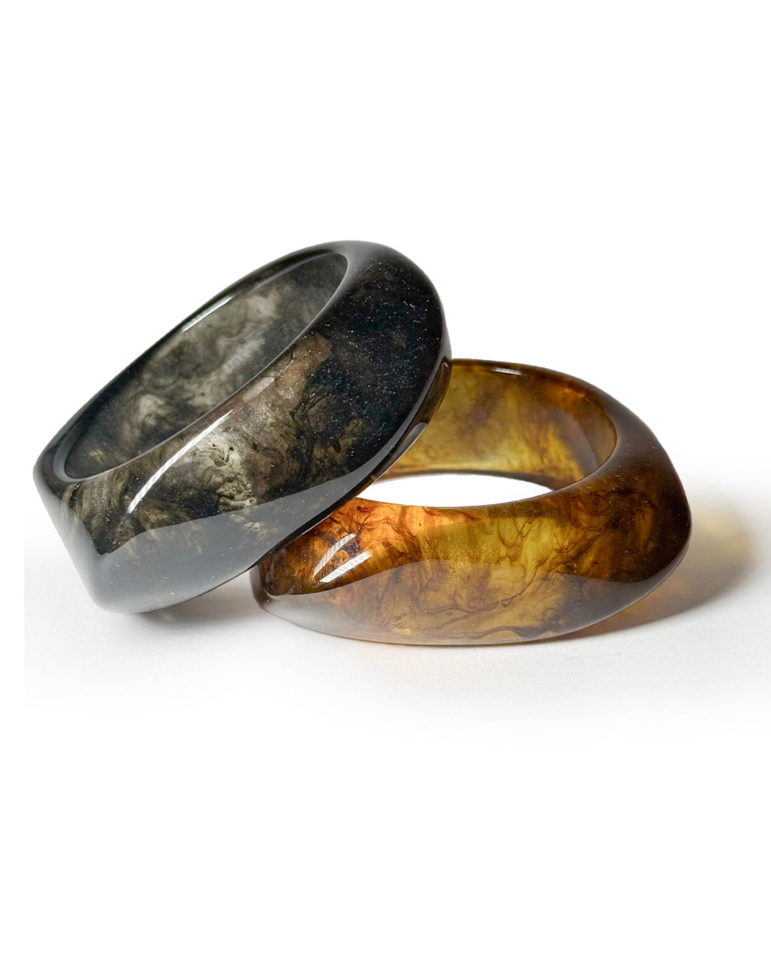 Translucent Brown and Green Bangle  (Stack of 2)