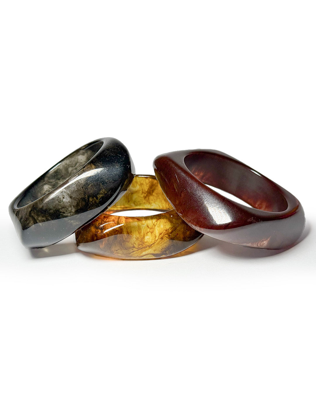 Translucent Brown and Green Bangle  (Stack of 2)