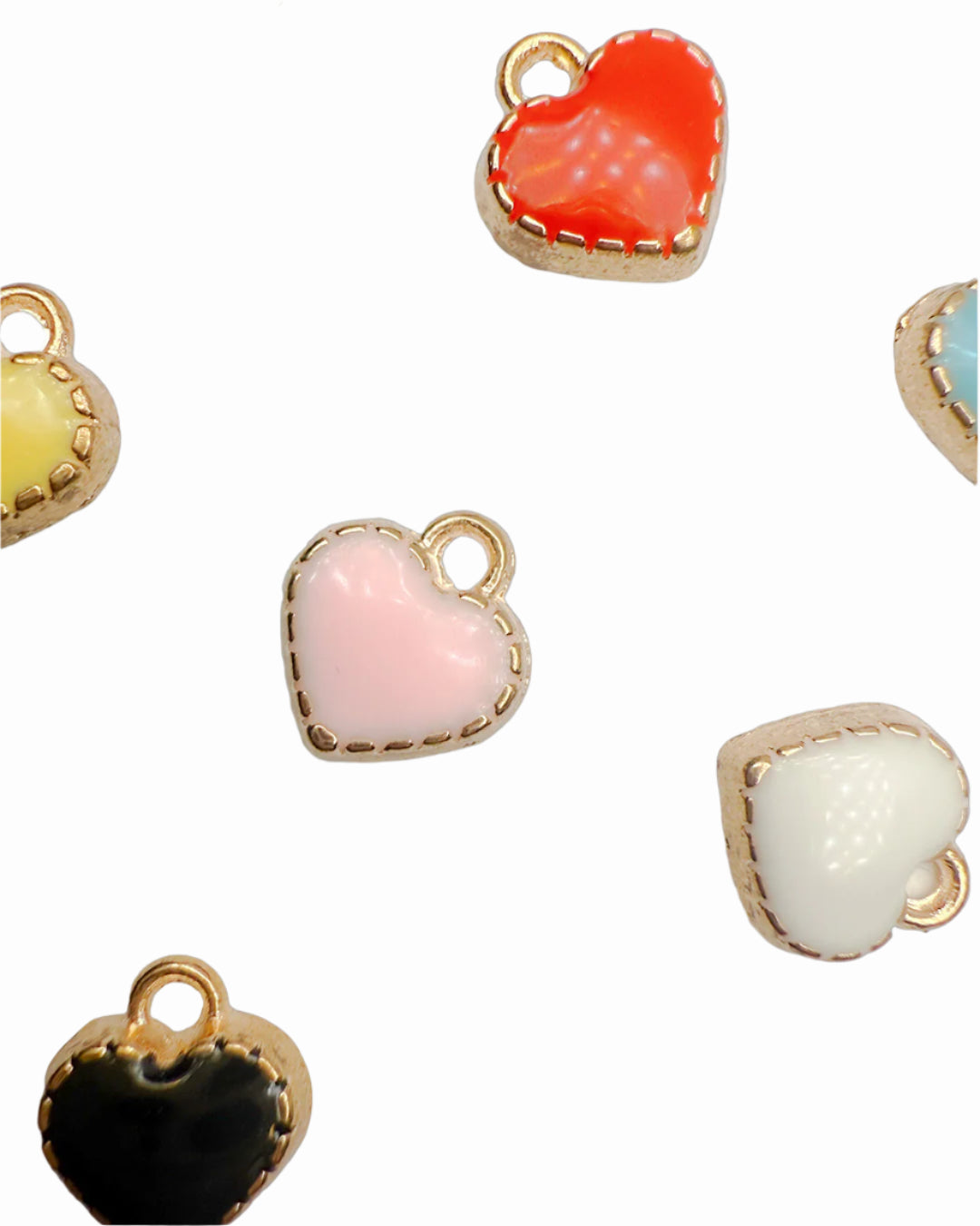 White mini heart charms