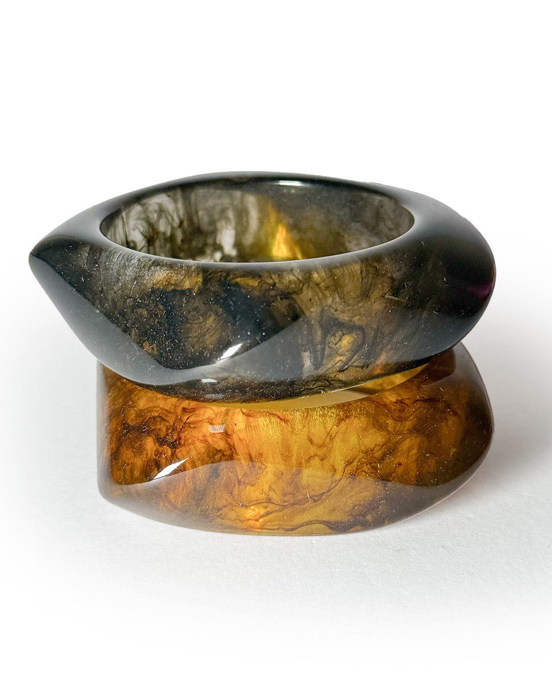 Translucent Brown and Green Bangle  (Stack of 2)