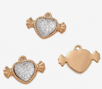 Pink and white Diamond Heart charms