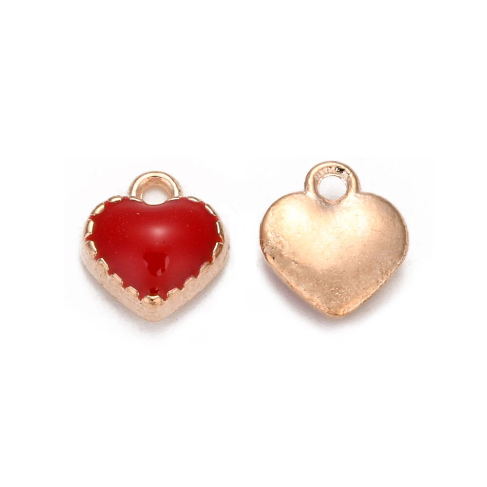 Red mini heart charms